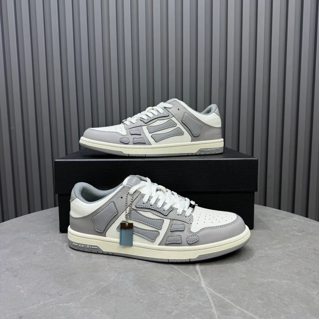 Men's men's shoes 💰600 AMIRI high street sneakers with bone sports shoes, toe layer cowhide upper, upper side bones, hand-stitched, good three-dimensional effect, customized metal LOGO, size 38-45 46